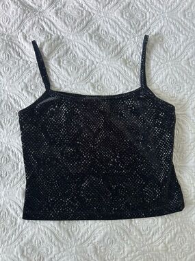 Malibu Black Velvet Snakeskin Tank Top
